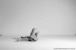 Nude Gymnastic poses Woman White Moving poses Slim long brown Dynamic poses Pinup